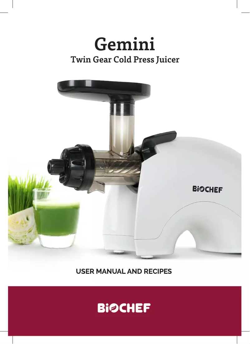 Page n°1 - Manuel utilisateur BioChef Gemini