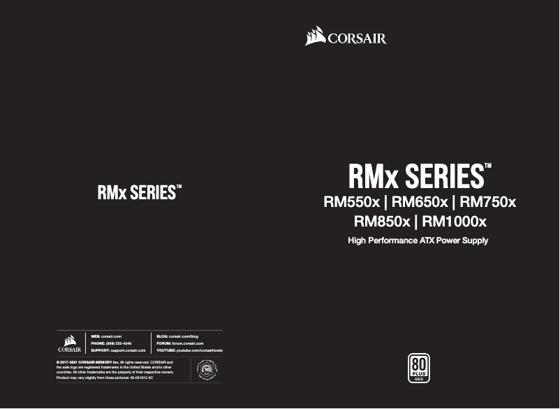 Page 1 de la notice Guide de démarrage rapide Corsair RM1000x