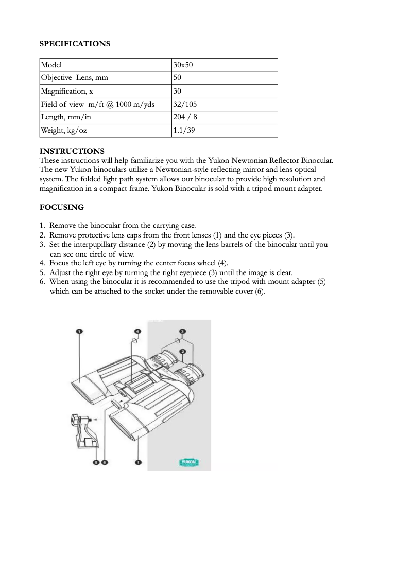 Page 1 de la notice Manuel utilisateur Yukon NRB 30×50