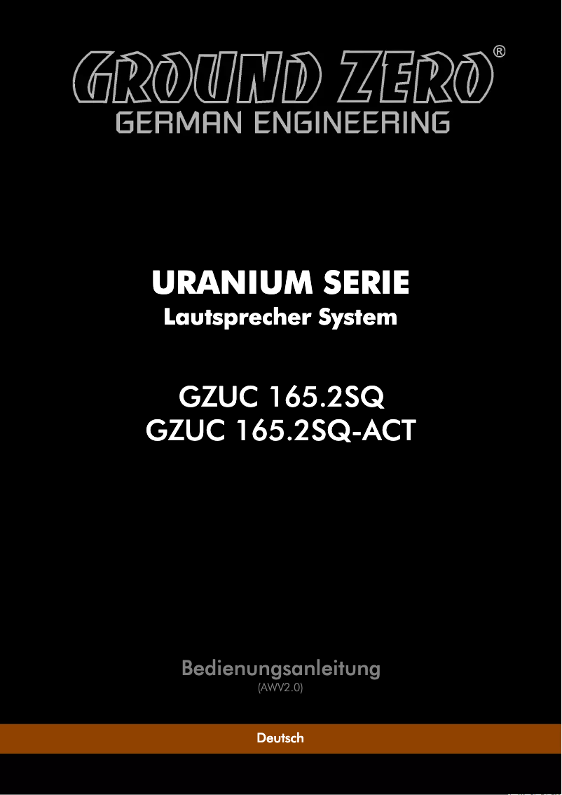 Page 1 de la notice Manuel utilisateur Ground Zero GZUC 165.2SQ-ACT