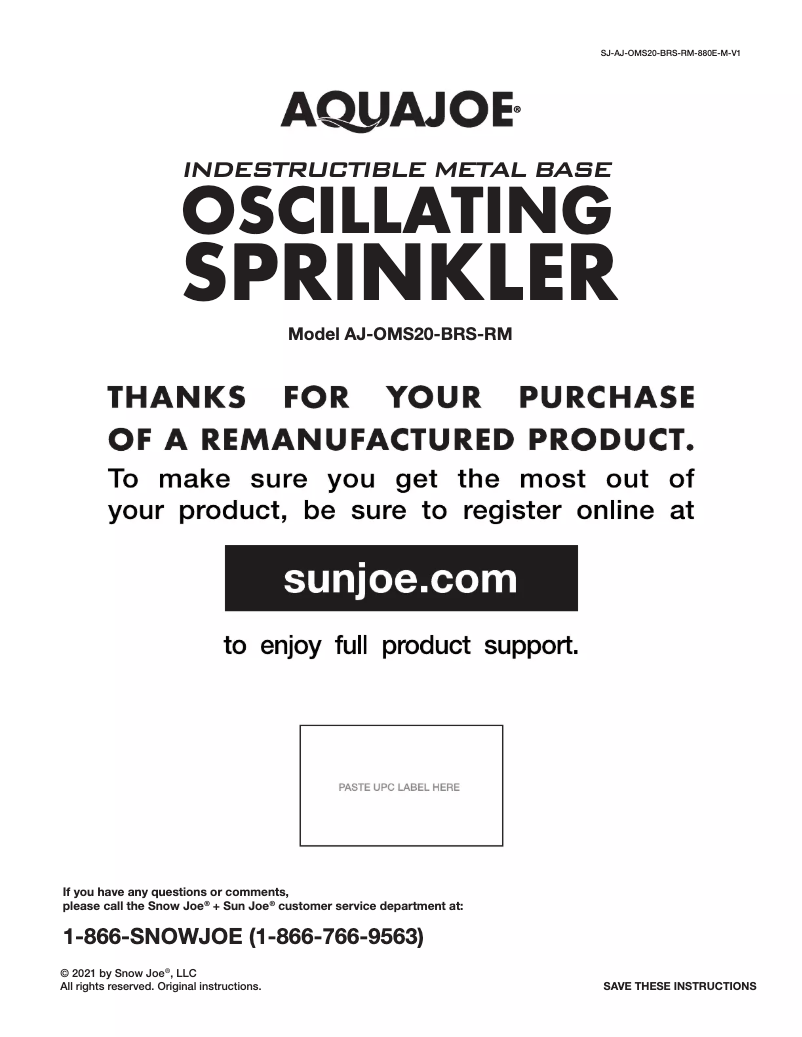 Image de la première page du manuel de l'appareil AJ-OMS20-BRS-RM