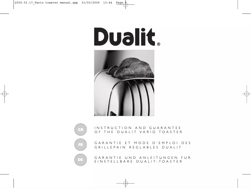 Page n°1 - Manuel utilisateur Dualit 42181