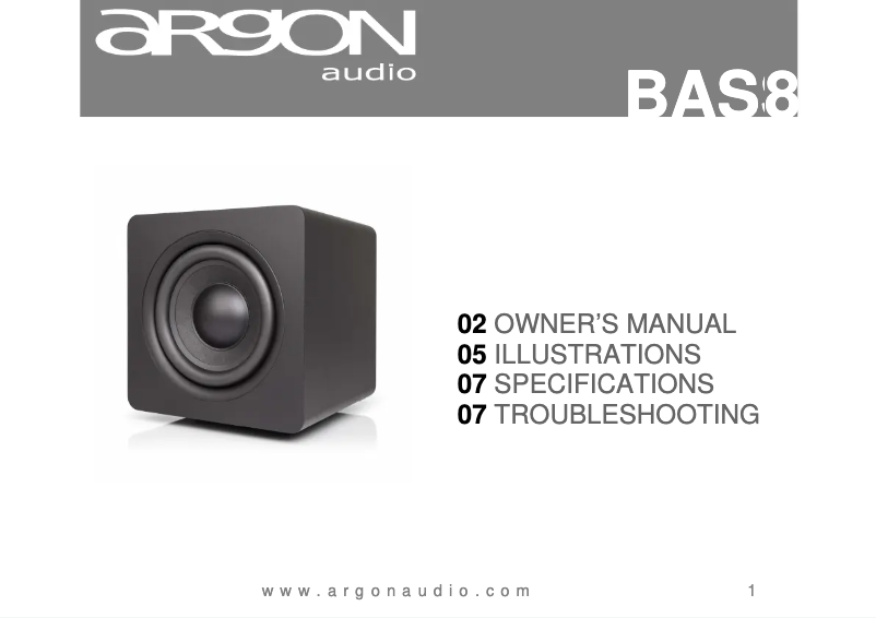 Page n°1 - Manuel utilisateur Argon BASS8