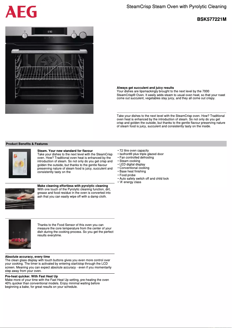 Page 1 de la notice Fiche technique AEG BSK577221M