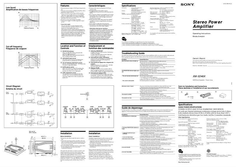 Page 1 de la notice Manuel utilisateur Sony XM-SD46X