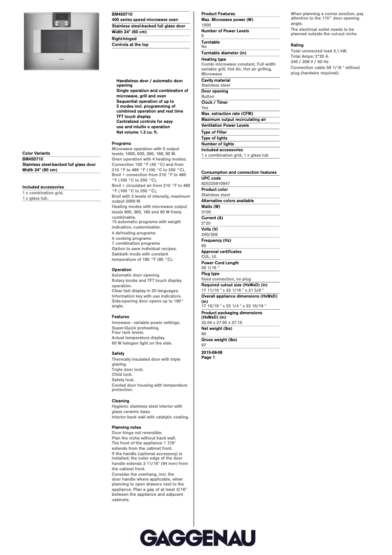 Image de la première page du manuel de l'appareil BM451710