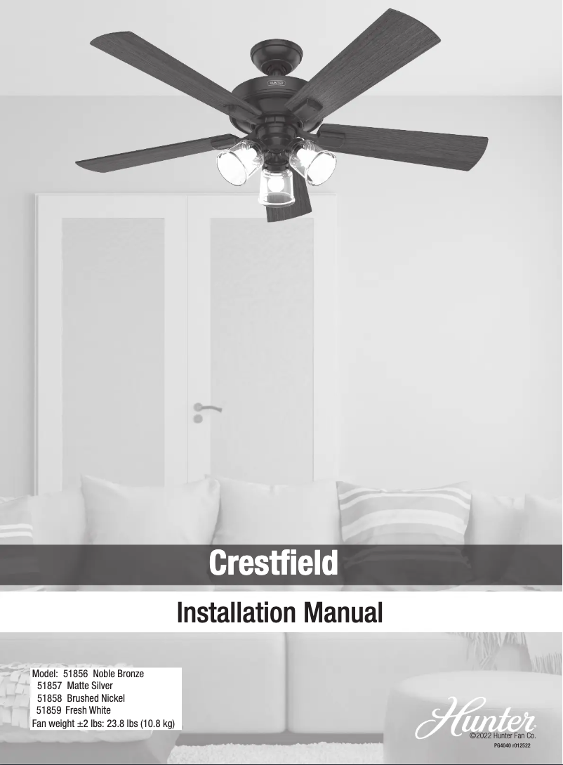 Page 1 de la notice Manuel utilisateur Hunter Crestfield