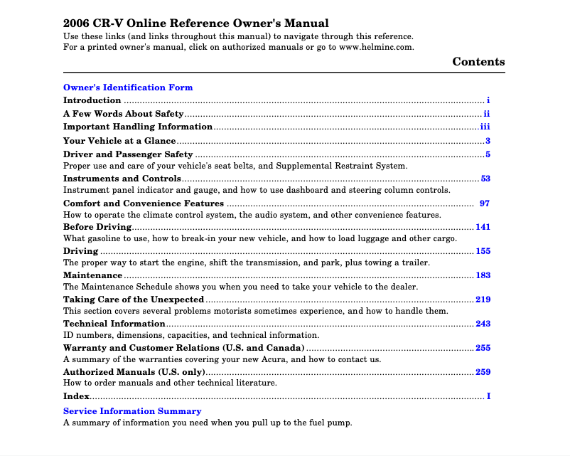 Página 1 del manual Manual de usuario Honda CR-V (2006)