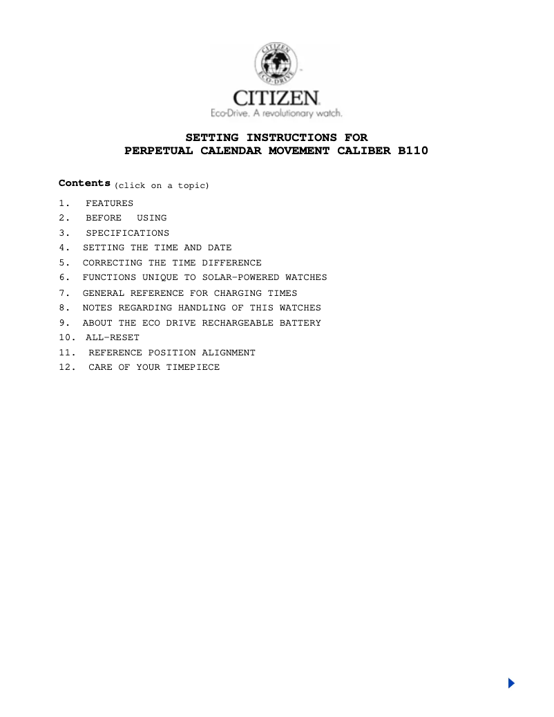 Image de la première page du manuel de l'appareil CAL B110