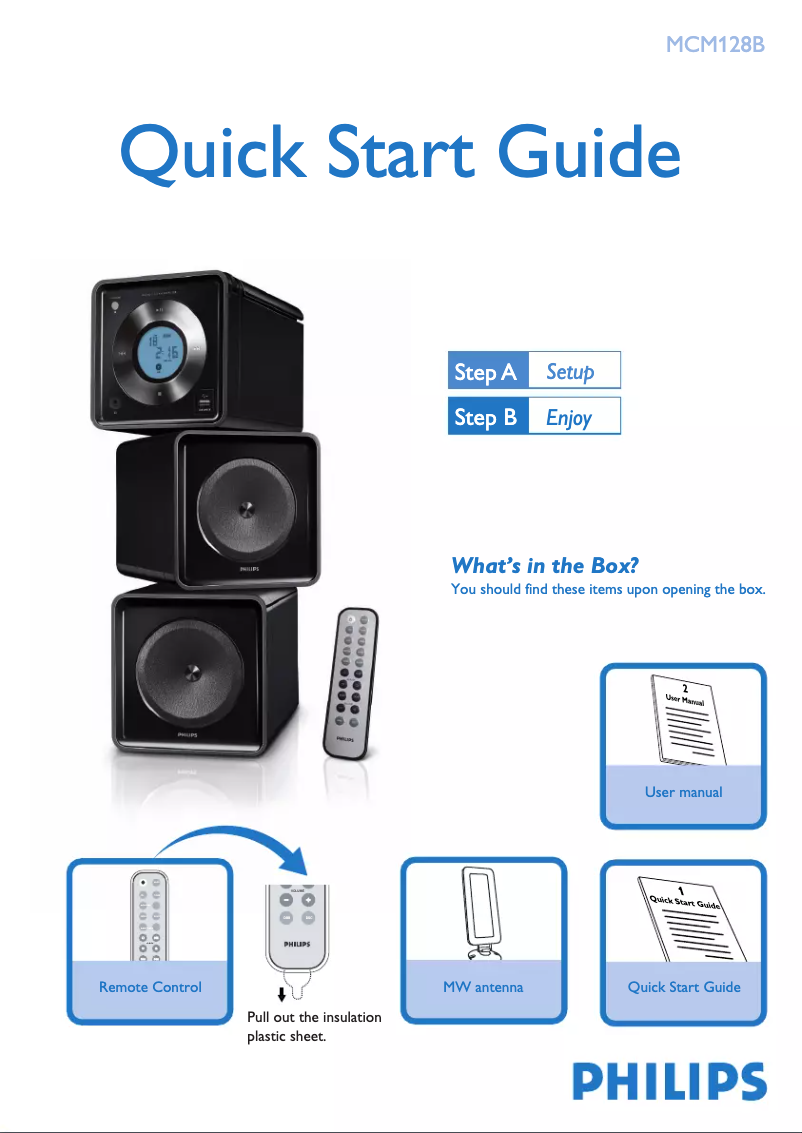 Page n°1 - Guide de démarrage rapide Philips MCM128B