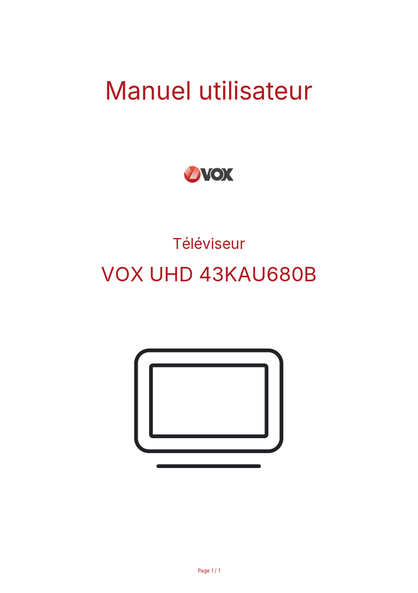 Page n°1 - Manuel utilisateur VOX UHD 43KAU680B