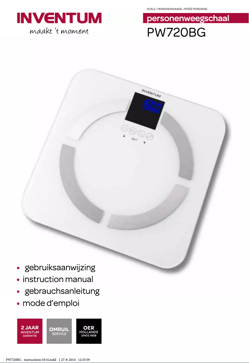 Image de la première page du manuel de l'appareil PW720BG