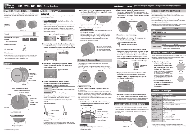 Image de la première page du manuel de l'appareil V-drums KD-180