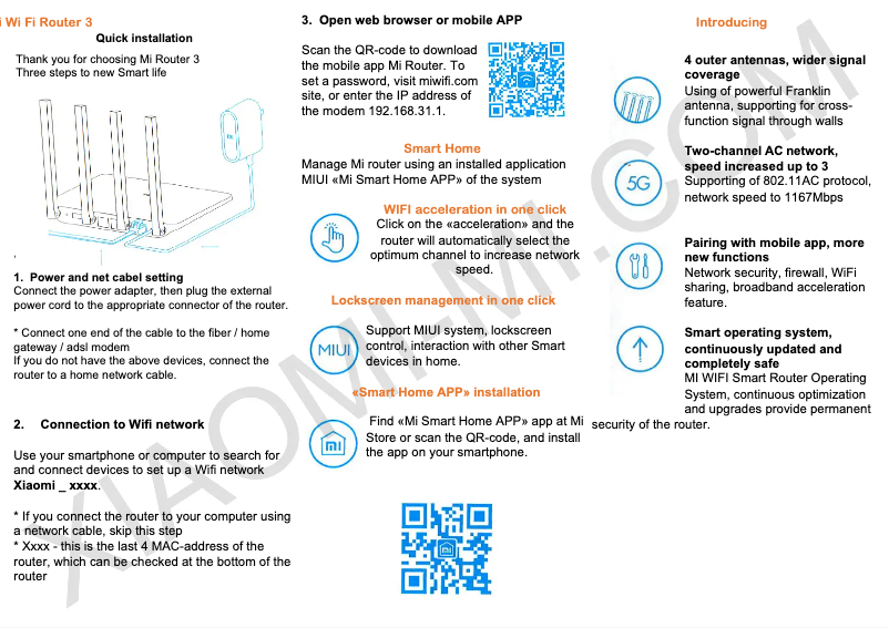 Página 1 del manual Manual de usuario Xiaomi Mi WiFi Router 3
