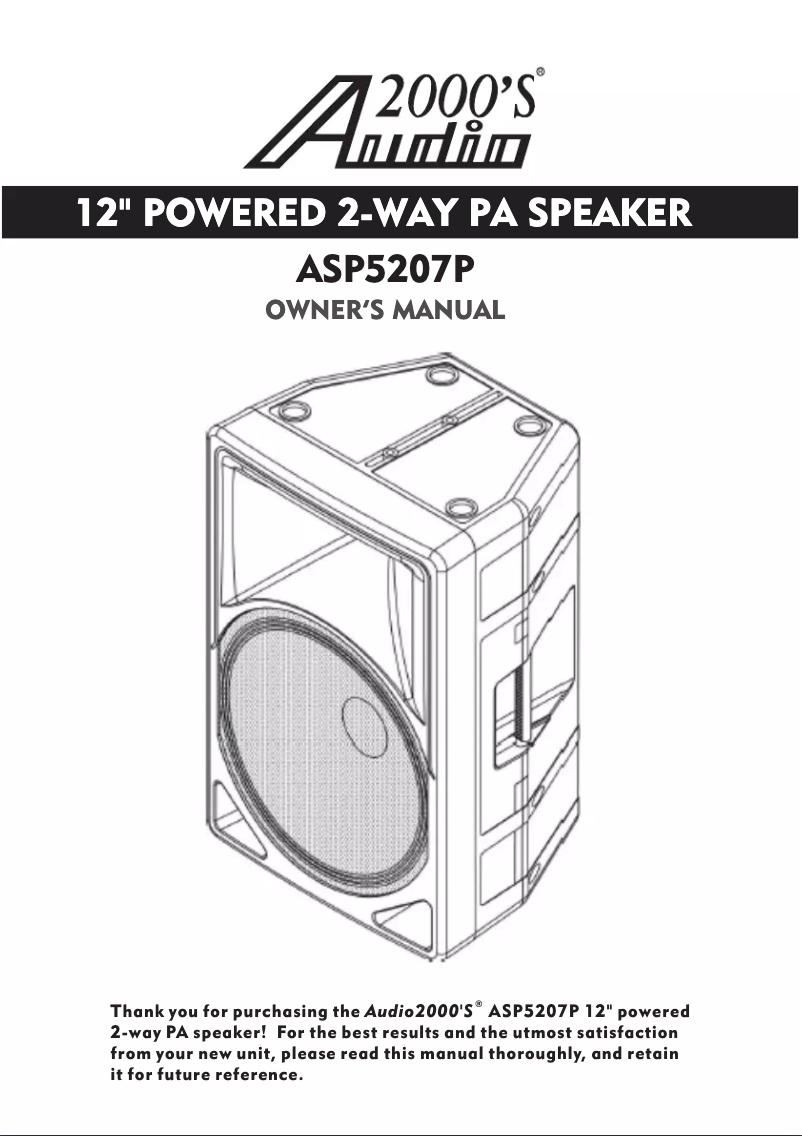 Page n°1 - Manuel utilisateur Audio2000'S ASP5207P