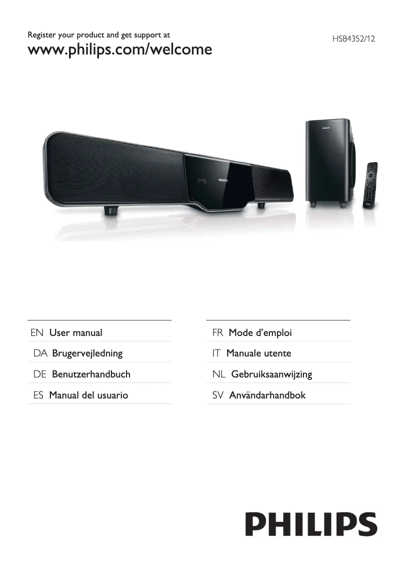 Page 1 de la notice Manuel utilisateur Philips HSB4352