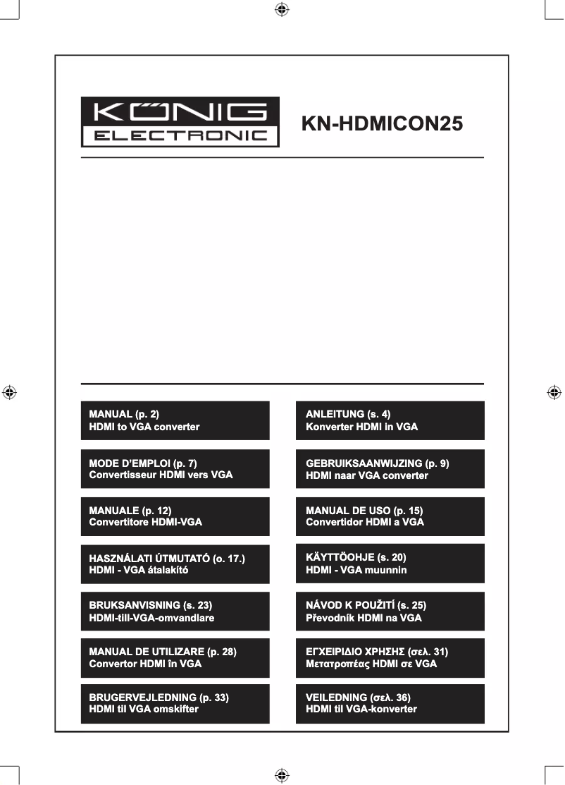 Image de la première page du manuel de l'appareil KN-HDMICON25