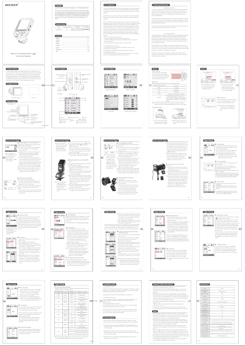 Page 1 de la notice Manuel utilisateur Neewer QPRO-S