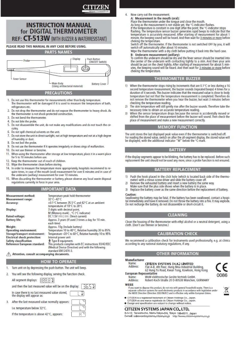 Page 1 de la notice Manuel utilisateur Citizen CT-513W