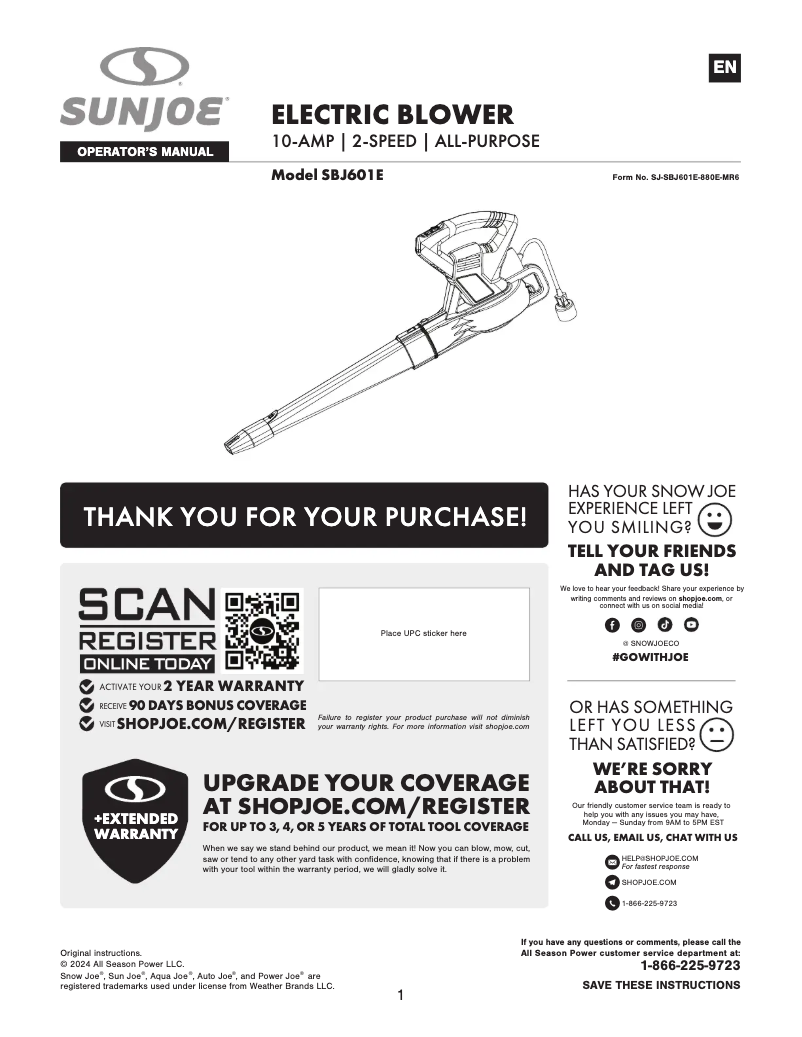 Image de la première page du manuel de l'appareil SBJ601E