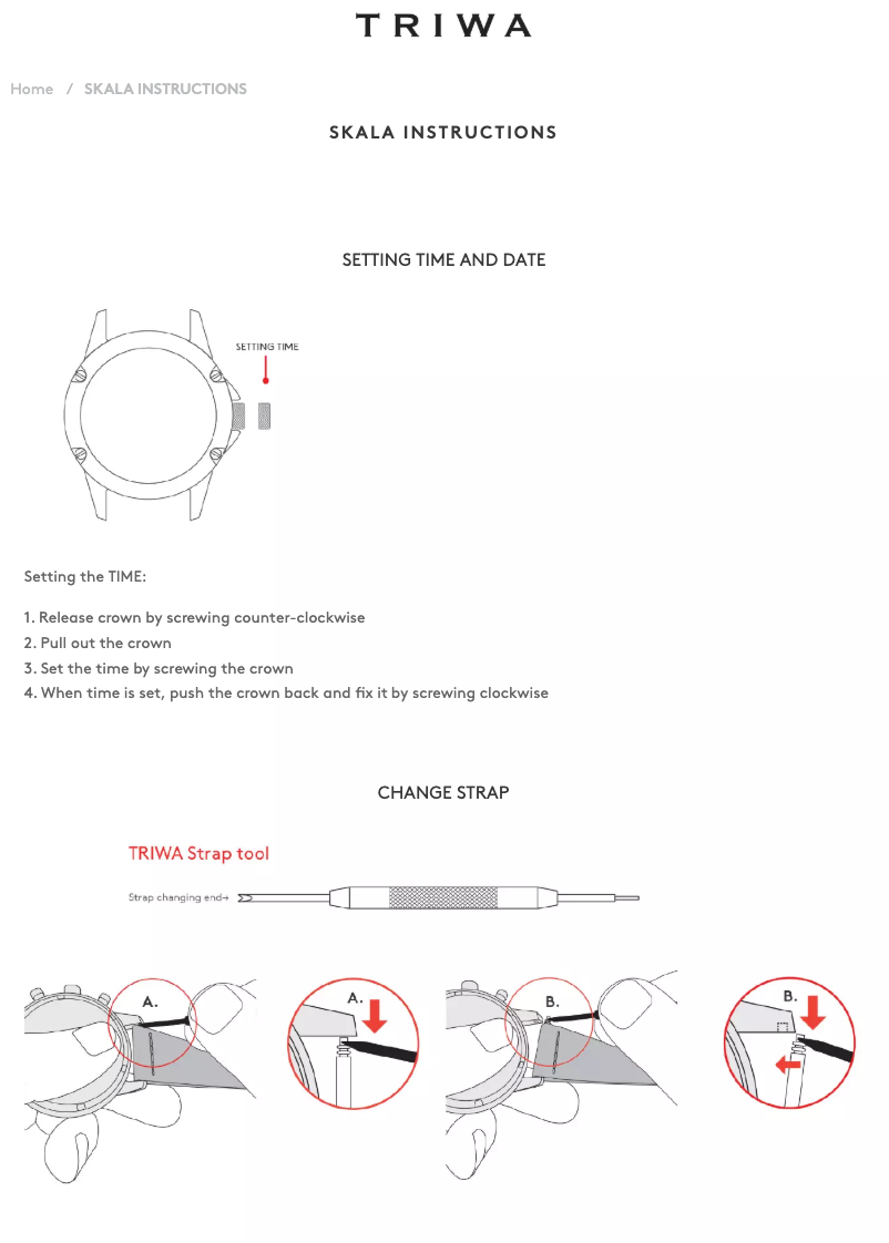 Page 1 de la notice Manuel utilisateur Triwa Skala