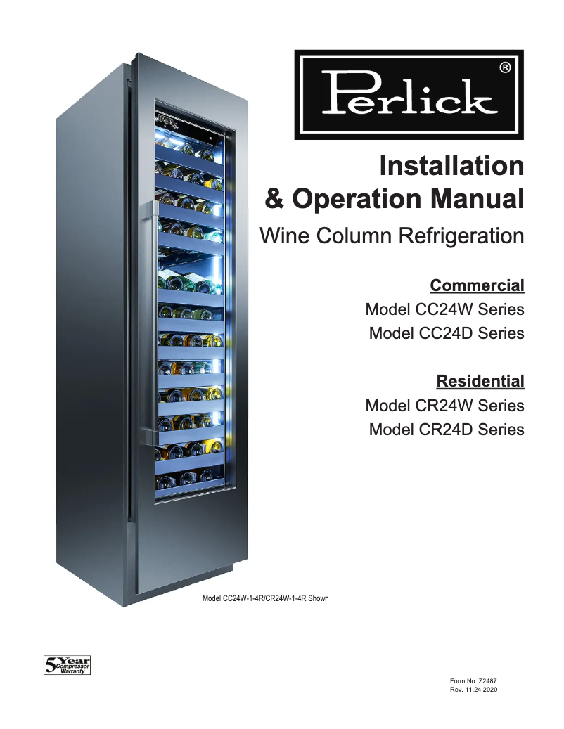 Page n°1 - Instructions / montage Perlick CR24D-1-4L