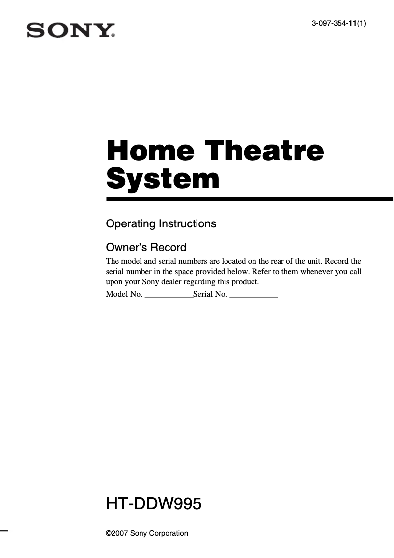 Página 1 del manual Manual de usuario Sony HT-DDW995