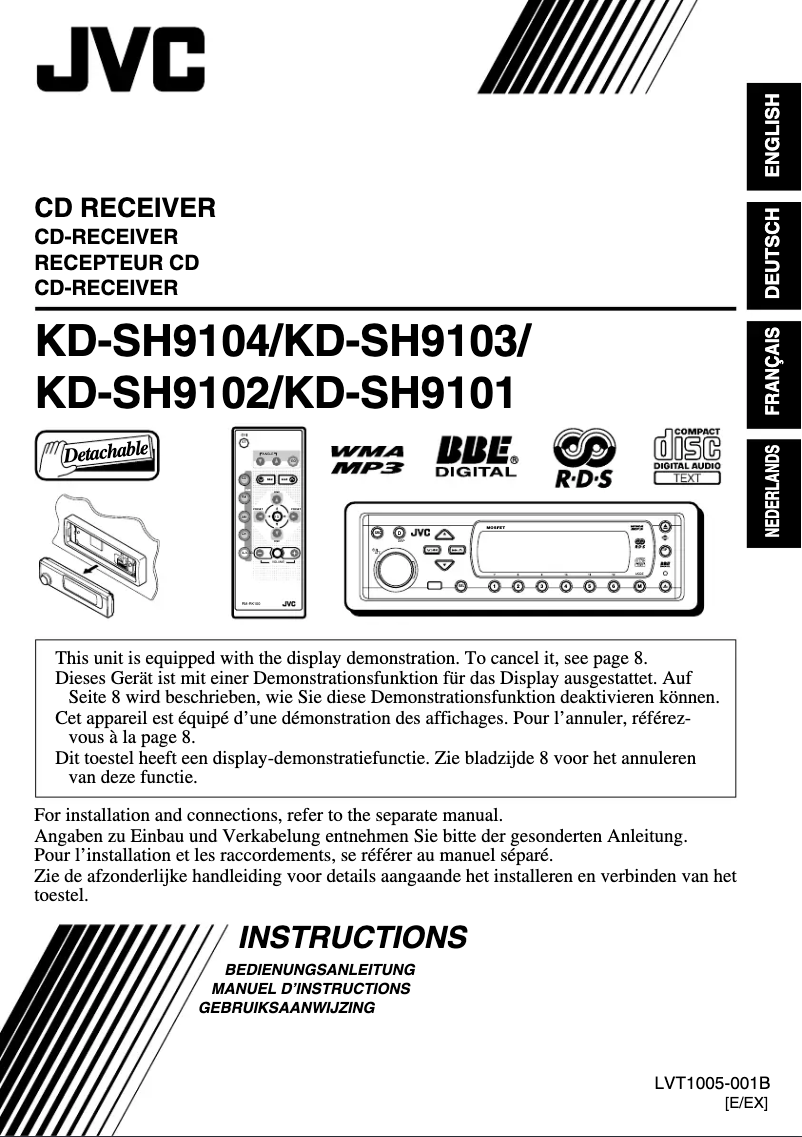 Page 1 de la notice Manuel utilisateur JVC KD-SH9103R