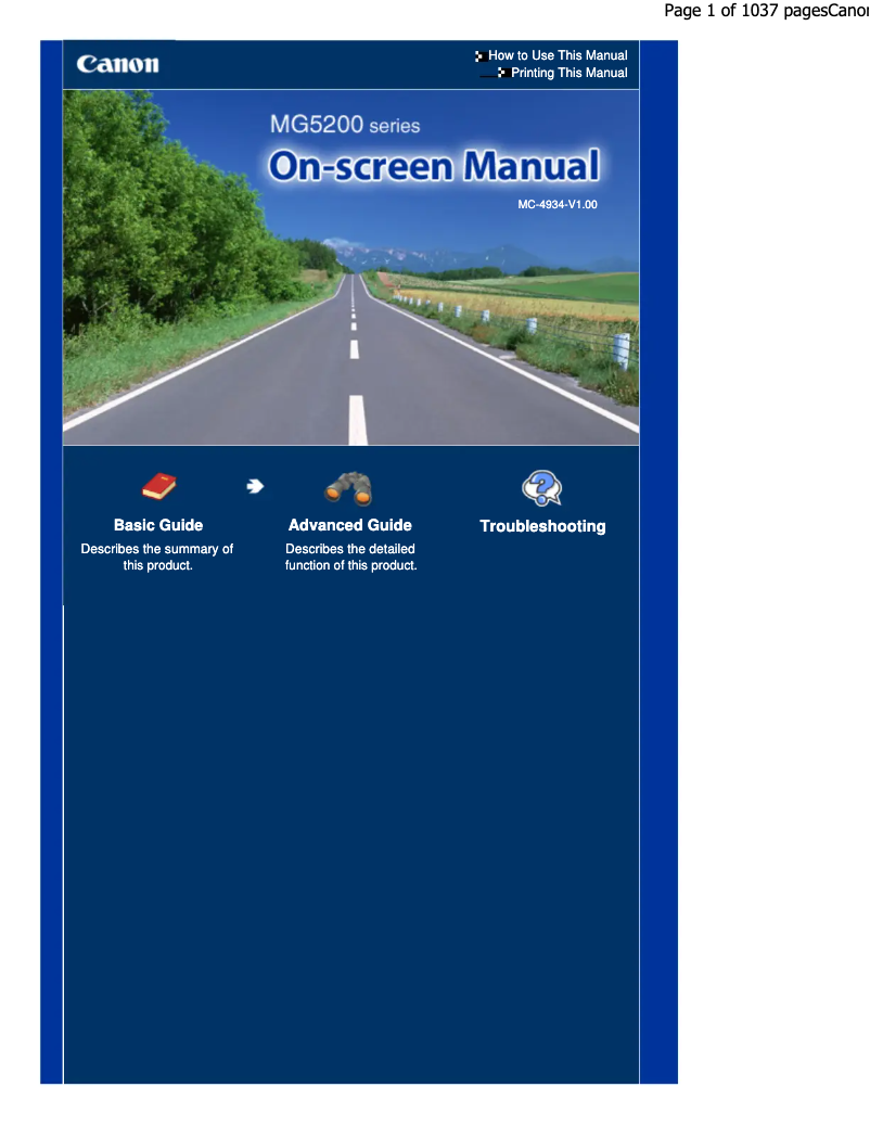 Page 1 de la notice Manuel utilisateur Canon Pixma MG5200