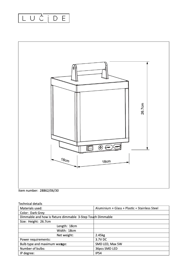 Page 1 de la notice Manuel utilisateur Lucide Clairette 28862/06/30