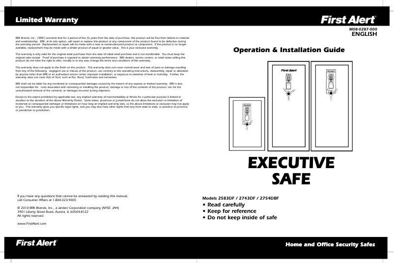 Page 1 de la notice Manuel utilisateur First Alert 2583DF