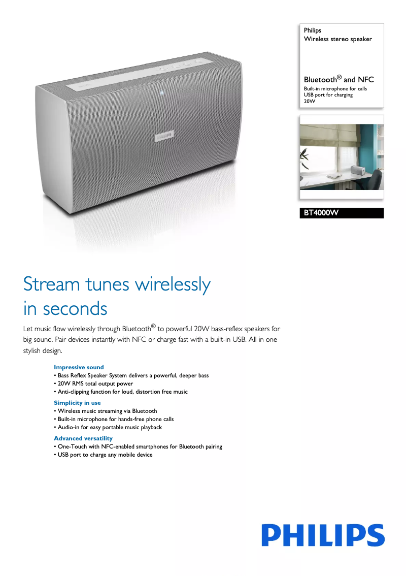 Page n°1 - Fiche technique Philips BT4000W