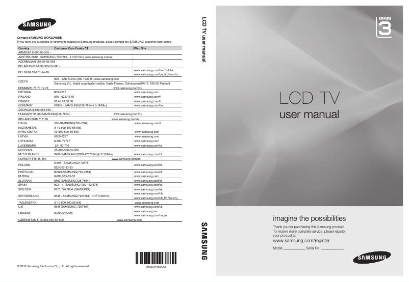 Page 1 de la notice Manuel utilisateur Samsung LE-22C350