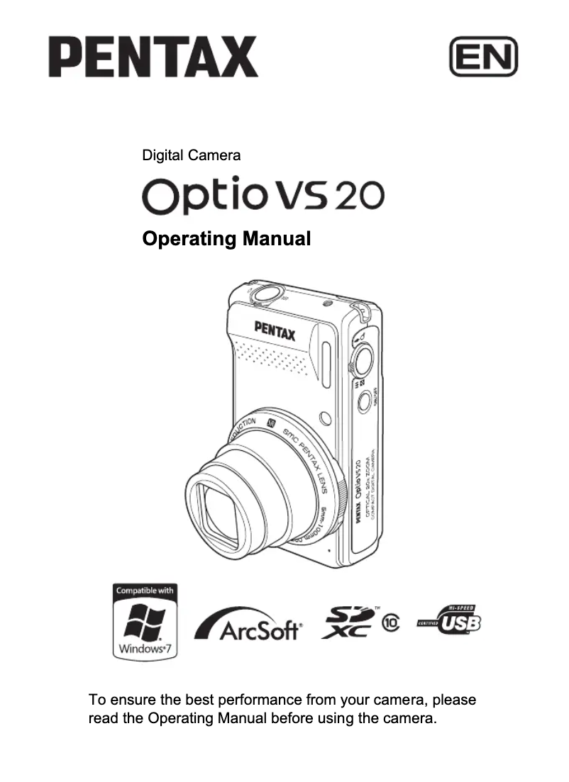 Página 1 del manual Manual de usuario Pentax Optio VS20
