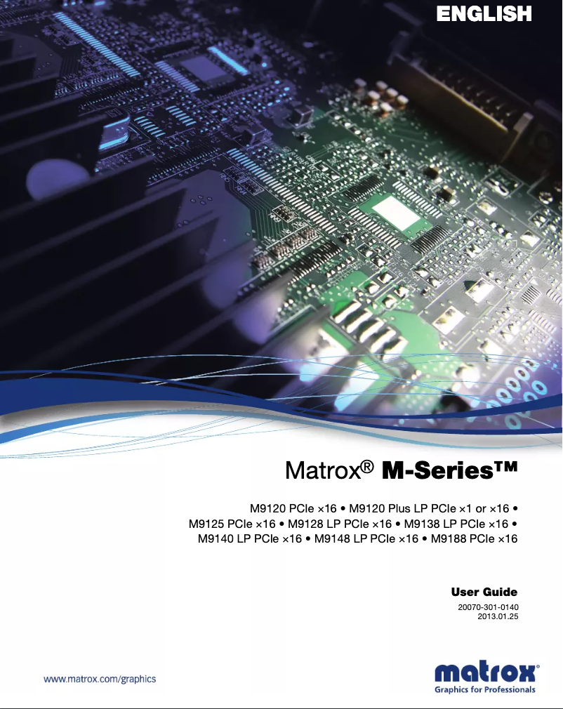 Page 1 de la notice Manuel utilisateur Matrox M9125 PCIe x16