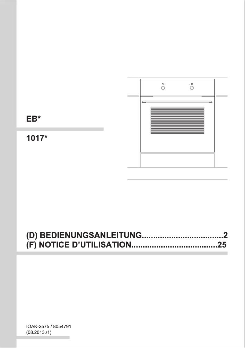 Page 1 de la notice Manuel utilisateur Amica EB 13516 W