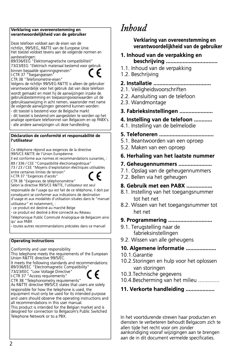 Page 1 de la notice Manuel utilisateur Belgacom Maestro 2010