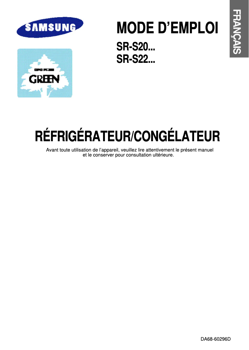 Page 1 de la notice Manuel utilisateur Samsung SR-S20FTFS