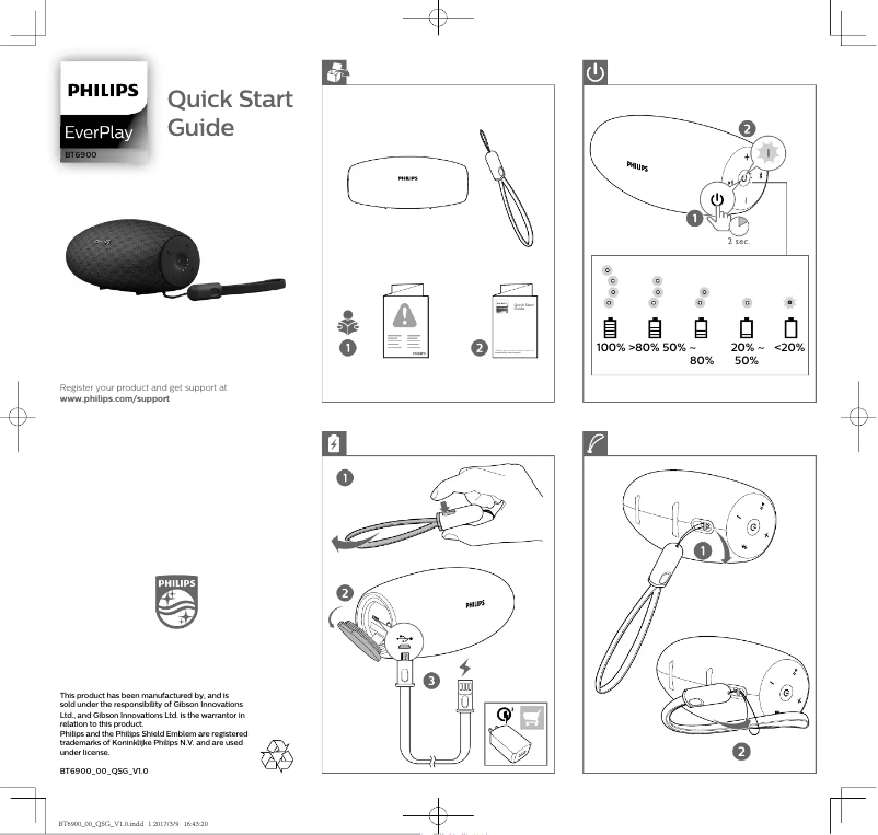 Page n°1 - Guide de démarrage rapide Philips BT6900B