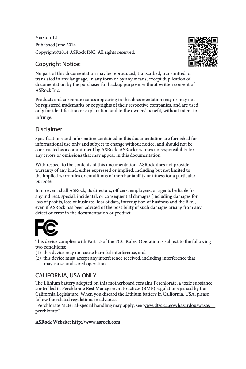 Page 1 de la notice Manuel utilisateur Asrock Z97 Pro3