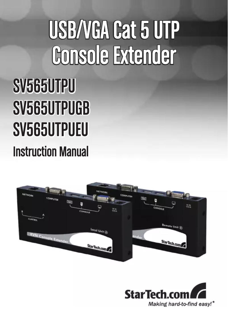 Image de la première page du manuel de l'appareil SV565UTPUEU