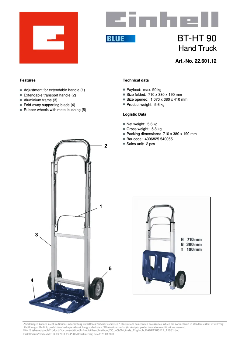 Page n°1 - Manuel utilisateur Einhell BT-HT 90