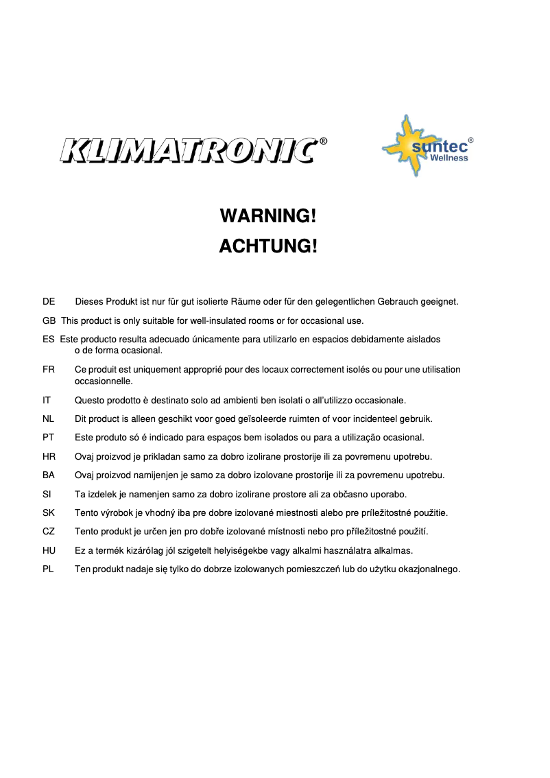 Page 1 de la notice Manuel utilisateur Suntec Heat Tower Ptc 2000