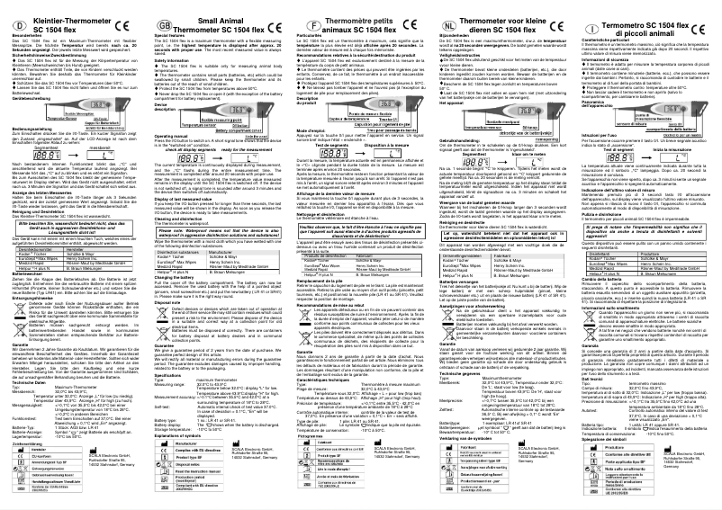 Page n°1 - Manuel utilisateur Scala SC 1504