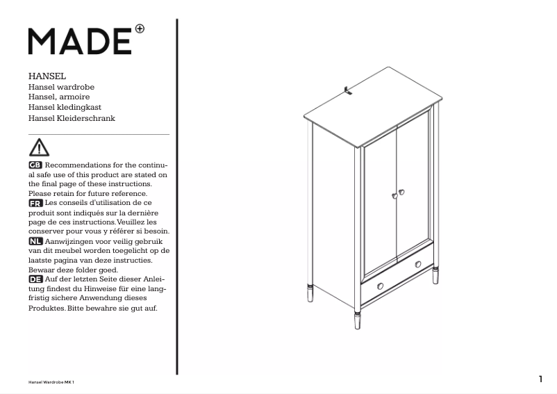 Page n°1 - Manuel utilisateur MADE Hansel
