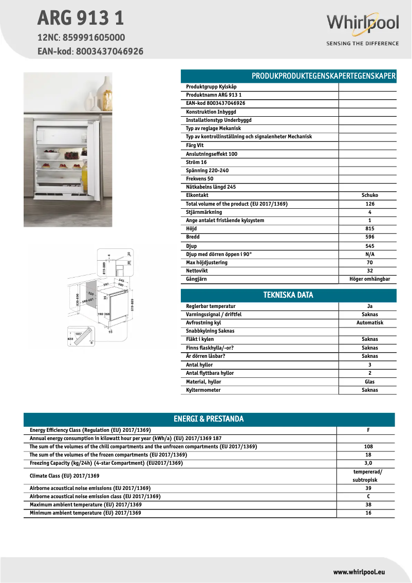 Image de la première page du manuel de l'appareil ARG 913 1