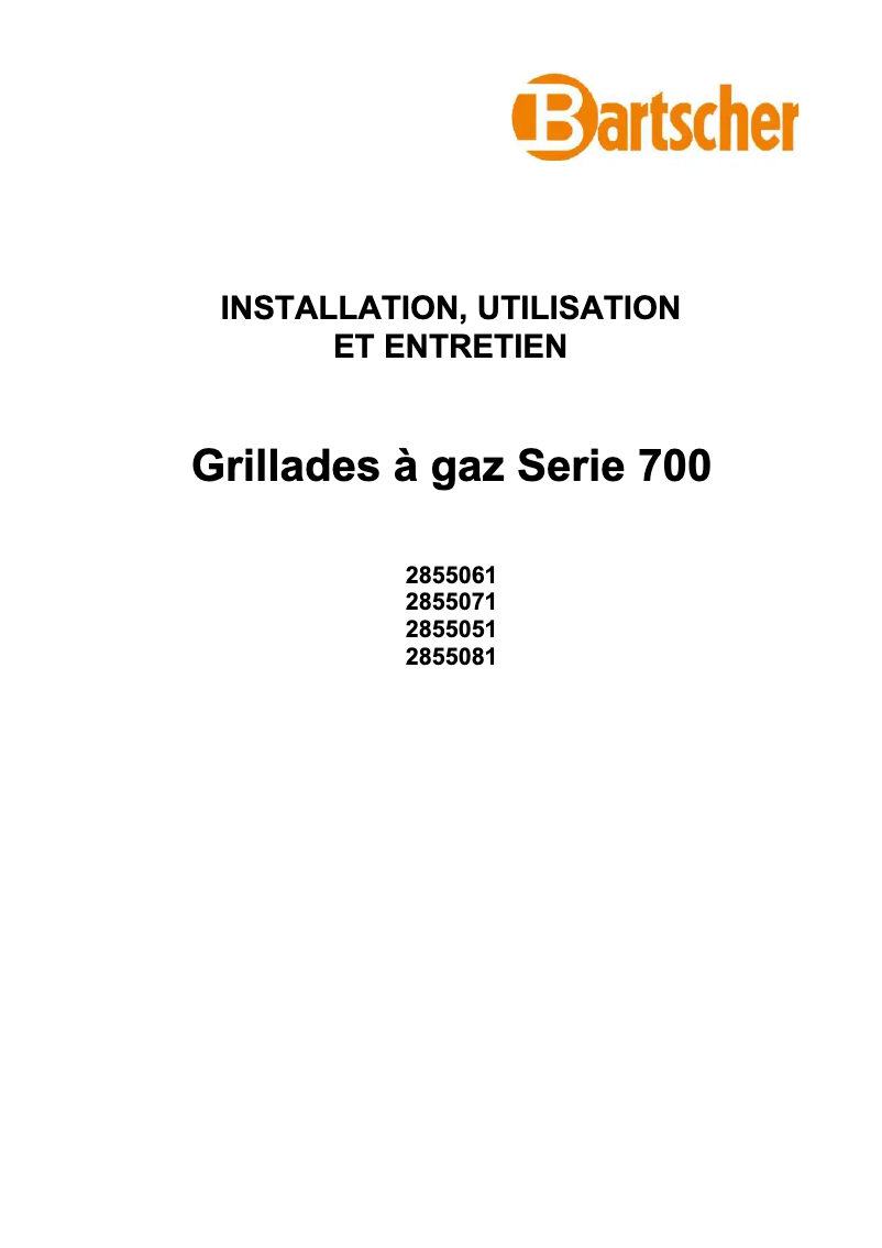 Page 1 de la notice Manuel utilisateur Bartscher 132255