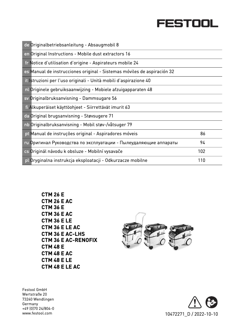 Image de la première page du manuel de l'appareil CTM 36 E AC-LHS
