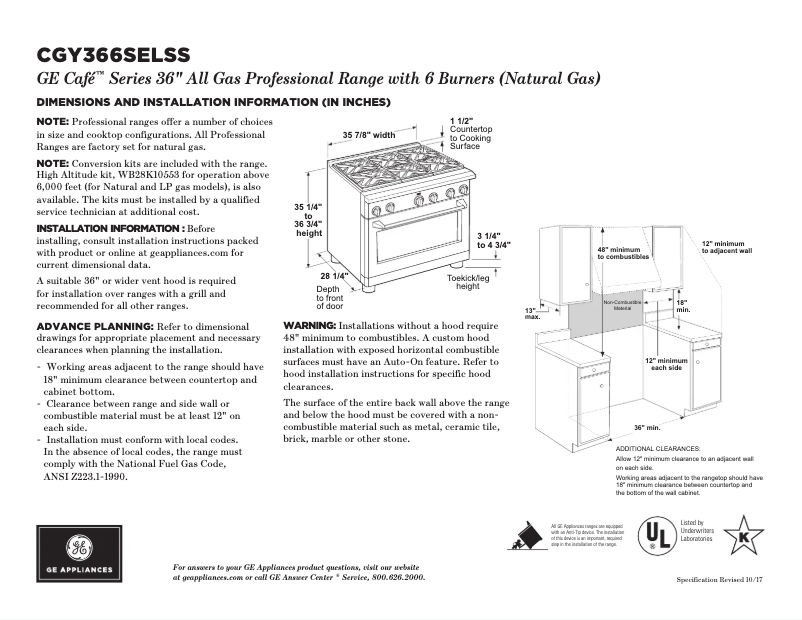 Page 1 de la notice Fiche technique GE Café CGY366SELSS
