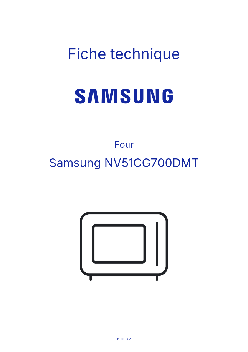 Page n°1 - Fiche technique Samsung NV51CG700DMT